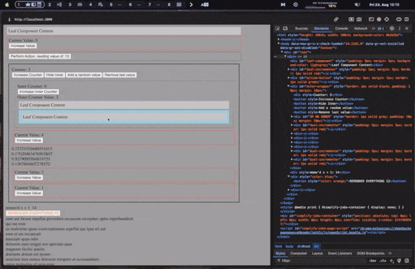 Demo showing the custom React implementation in action